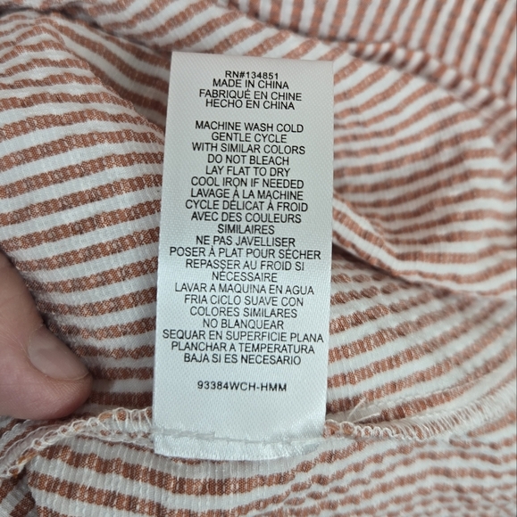 Wayf Womens Isabelle Midi Dress Sz S Shirred Seersucker Striped Adj Straps Red - Picture 8 of 13